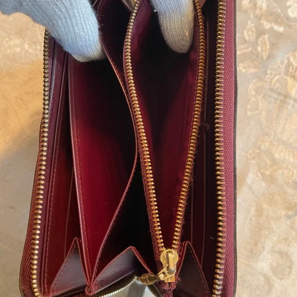 LOUIS VUITTON BURGUNDY VERNIS ZIP AROUND WALLET - Picture 14 of 15